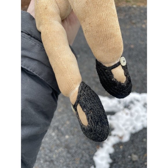 Antique Handmade Ragdoll Embroidered Face 20th C. Vintage Doll Rag Doll Cloth - Picture 7 of 15